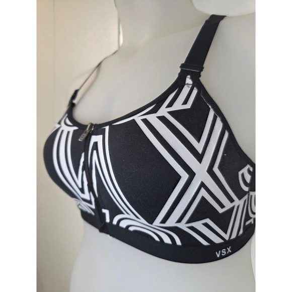 Victoria's Secret VSX Sport Other - Victoria's Secret VSX Sport Bra Black White Geometric Zip Front Support 36C